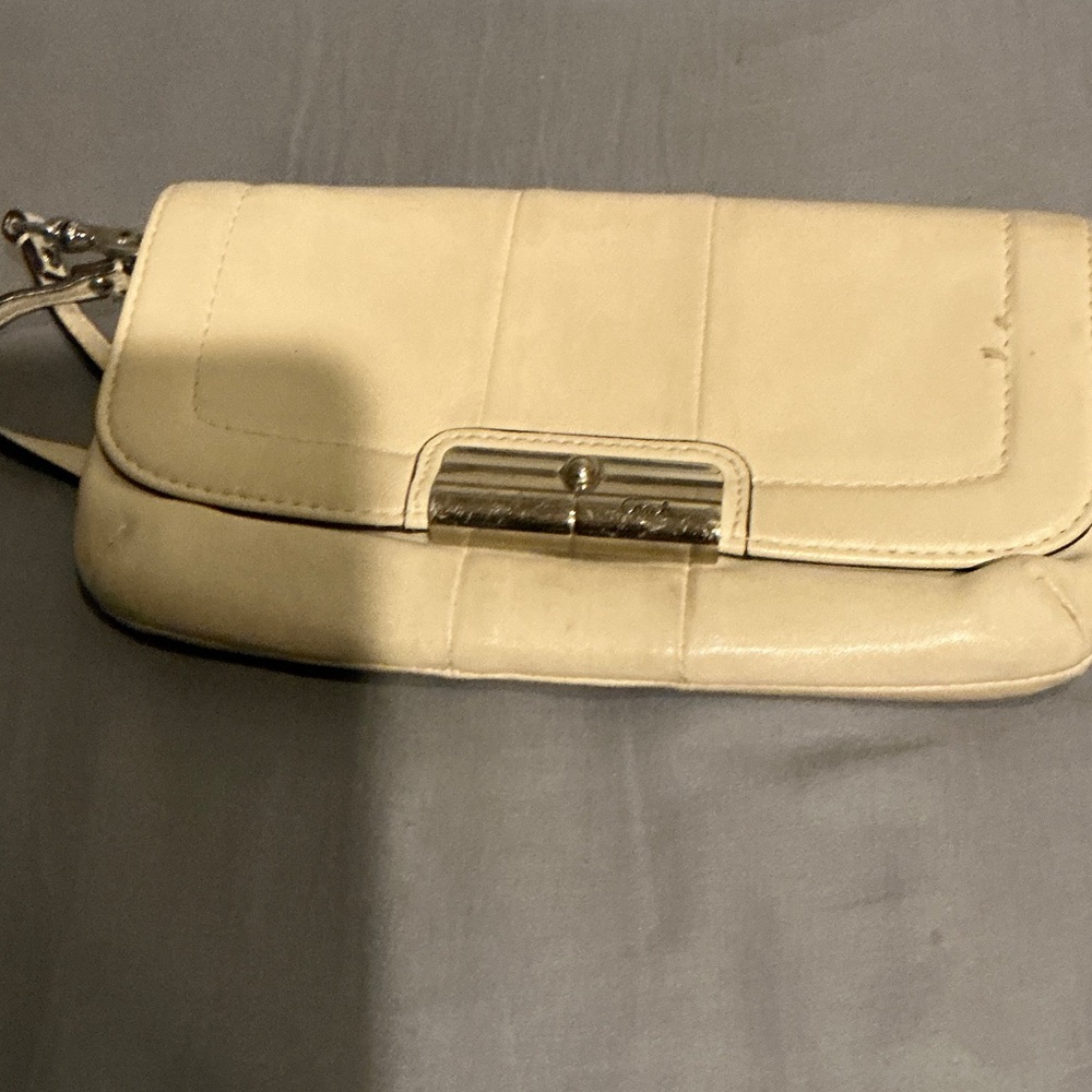 Coach Cream Leather Wristlet